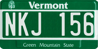 VT license plate NKJ156