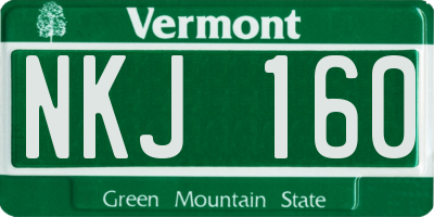 VT license plate NKJ160