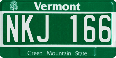 VT license plate NKJ166