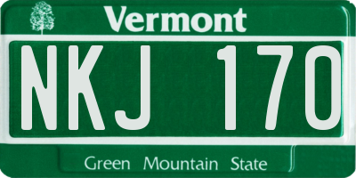 VT license plate NKJ170