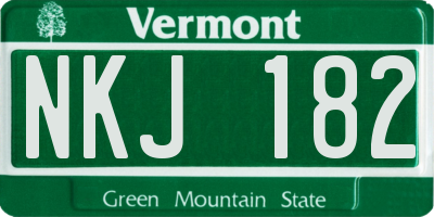 VT license plate NKJ182