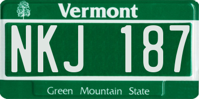 VT license plate NKJ187