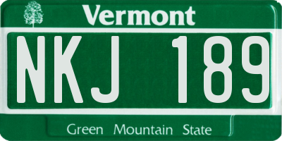 VT license plate NKJ189