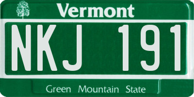 VT license plate NKJ191