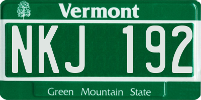 VT license plate NKJ192