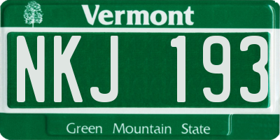 VT license plate NKJ193