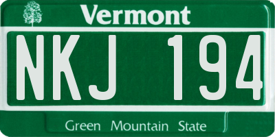 VT license plate NKJ194
