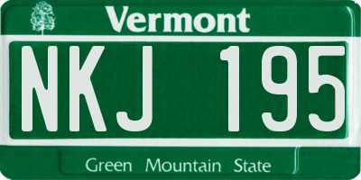 VT license plate NKJ195