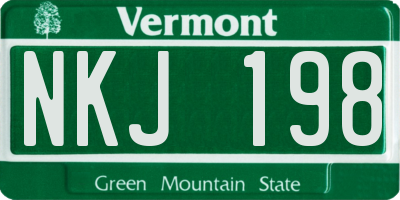 VT license plate NKJ198