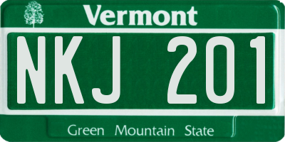 VT license plate NKJ201