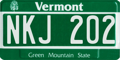 VT license plate NKJ202