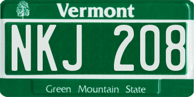 VT license plate NKJ208