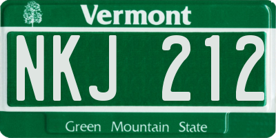 VT license plate NKJ212