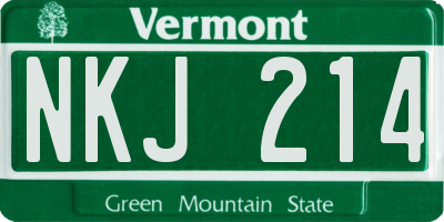 VT license plate NKJ214