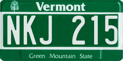 VT license plate NKJ215