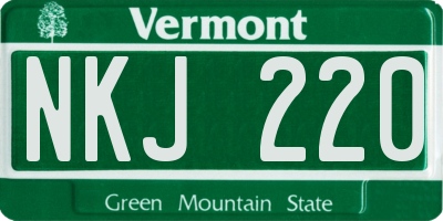 VT license plate NKJ220