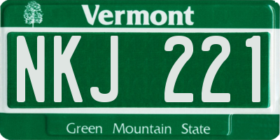 VT license plate NKJ221