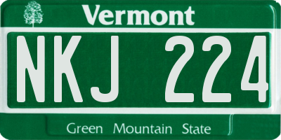VT license plate NKJ224
