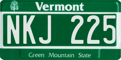 VT license plate NKJ225