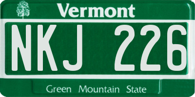 VT license plate NKJ226