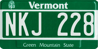 VT license plate NKJ228
