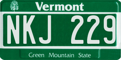 VT license plate NKJ229