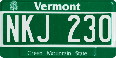 VT license plate NKJ230