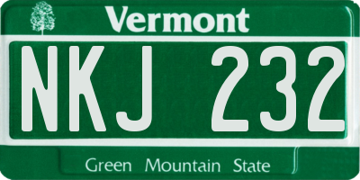 VT license plate NKJ232