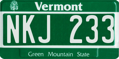VT license plate NKJ233
