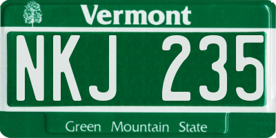 VT license plate NKJ235