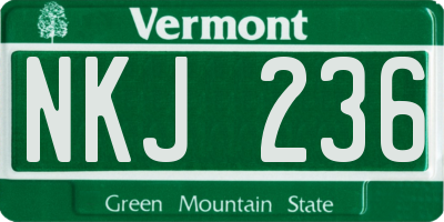 VT license plate NKJ236