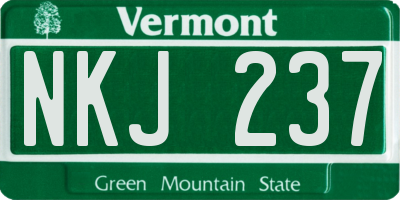 VT license plate NKJ237