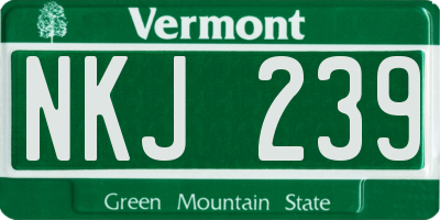 VT license plate NKJ239
