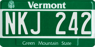 VT license plate NKJ242