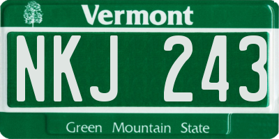 VT license plate NKJ243