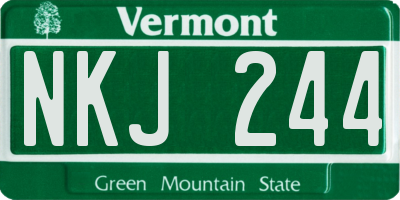 VT license plate NKJ244