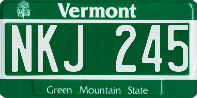 VT license plate NKJ245