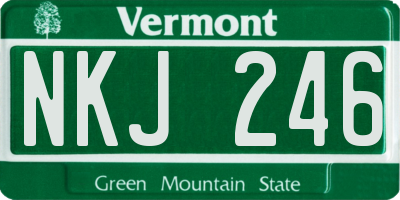 VT license plate NKJ246
