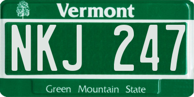 VT license plate NKJ247