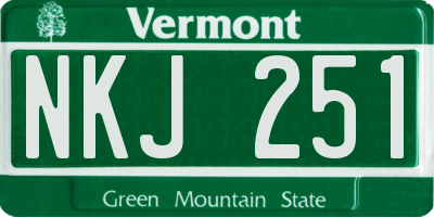 VT license plate NKJ251