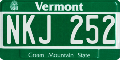 VT license plate NKJ252