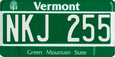 VT license plate NKJ255