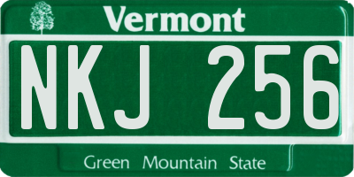VT license plate NKJ256