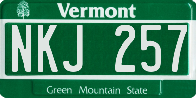 VT license plate NKJ257