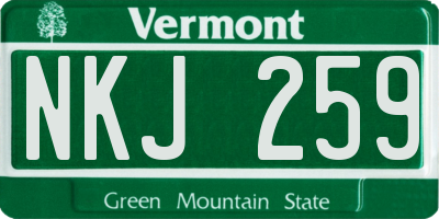 VT license plate NKJ259