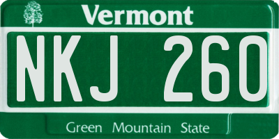 VT license plate NKJ260