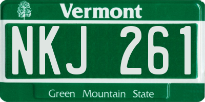 VT license plate NKJ261