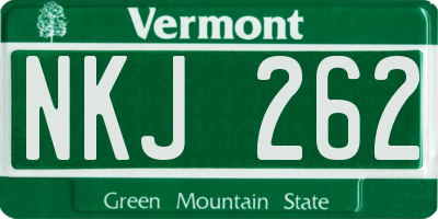 VT license plate NKJ262