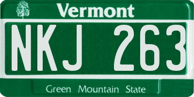 VT license plate NKJ263