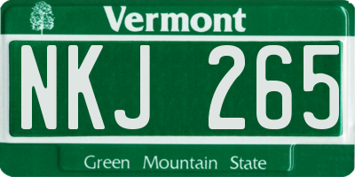 VT license plate NKJ265